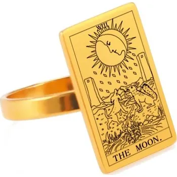 Prsten Ocelový prsten s tarotem | magický amulet - MĚSÍC , 7
