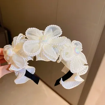 Čelenka Luxusní perlová široká čelenka dámská | Čelenka do vlasů, dámská čelenka květinová - HH2816-1