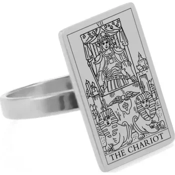 Prsten Ocelový prsten s tarotem | magický amulet - THE CHARIOT-201448945 , 9