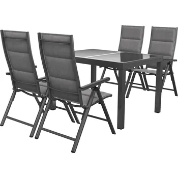 Zahradní nábytek LIVARNO home Sada hliníkového zahradního nábytku s rozkládacím stolem a polstrovanými křesly Premium Toronto, 5dílná, antracitová