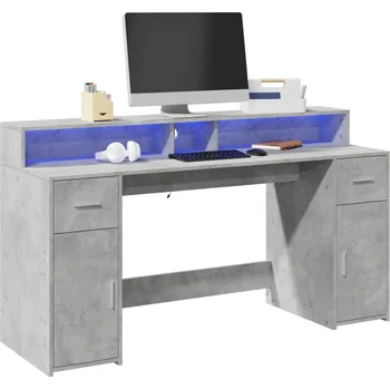 Jednací stůl Psací stůl s LED betonově šedý 160x55x91 cm kompozitní dřevo Šedá3309432