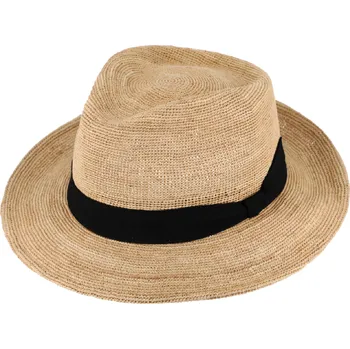 Klobouk Fiebig - Headwear since 1903 Fedora Raffia Extra Fine - slaměný béžový klobouk Velikost: 59 cm (L)