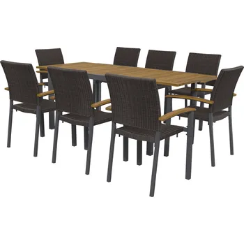 Zahradní nábytek LIVARNO home Sada hliníkového zahradního nábytku s rozkládacím stolem a židlemi Valencia, 9dílná, hnědá