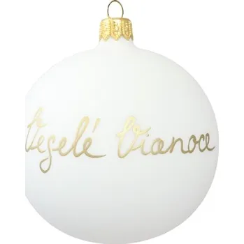 GLASSOR baňka 8 cm bílá/zlatá