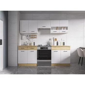 Kuchyňská linka Kuchyně PIETRUS 160/220 cm, bílá/dub craft +možnost VÝNOSU + vyzvednutí ZDARMA