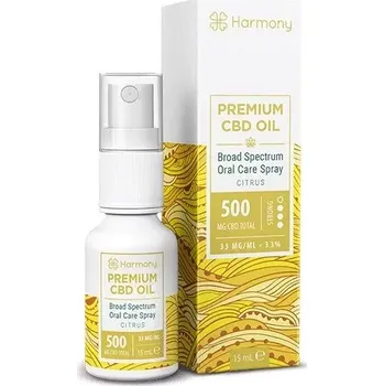 Pleťový krém Harmony CBD olej ve spreji 500 mg, 15 ml, Citrus