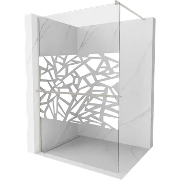 Mexen Kioto+ sprchová stěna s poličkou Walk-in 100 x 200 cm, bílý vzor, kartáčovaný nikl - 800-100-121-97-85 Sprchové stěny