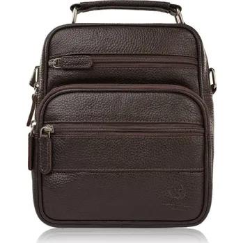 Paolo Peruzzi Pánská kožená taška přes rameno do práce, praktická Peruzzi; hnědá