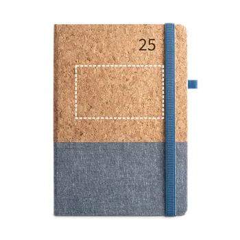 Diář QUENTAL A5. Diář z korku a lnu 1 Přední horní část, 100 x 60 Digitální Transfer, 13 barvy