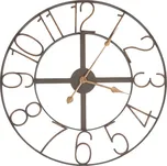 Hnědé kovové hodiny Mentic se zlatými čísly - Ø 60 * 5 cm