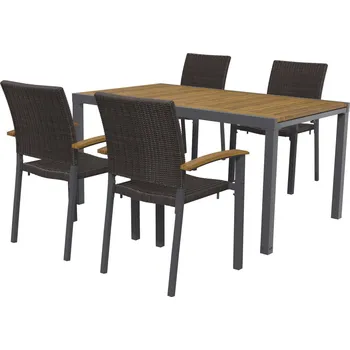 Zahradní nábytek LIVARNO home Sada hliníkového zahradního nábytku s rozkládacím stolem a židlemi Valencia, 5dílná, hnědá