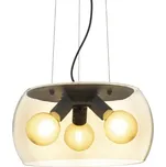 RENDL AMANDA závěsná matná černá jantarové sklo 230V E27 3x15W R14135