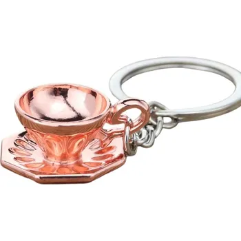 Coffea růžový šálek na kávu přívěsek na klíče