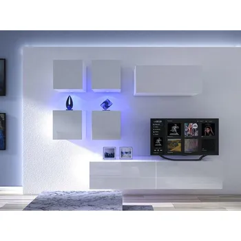 Obývací stěna MOB Berny 61 (bílá + bílý lesk)