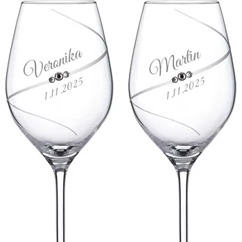 Sklenice Dekorant Svatební sklenice na bílé víno Silhouette City s krystaly Swarovski 360 ml 2KS