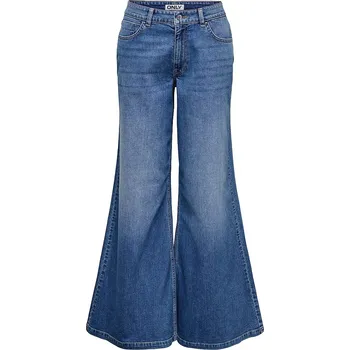 Dámské oblečení jeans ONLY California Mid Waist Wide Leg - Dark Blue Denim 30x32