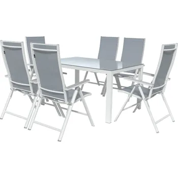 Zahradní nábytek LIVARNO home Sada hliníkového zahradního nábytku Houston, 7dílná, bílá/šedá
