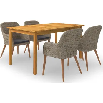 5dílný zahradní jídelní set hnědý Hnědá3067825