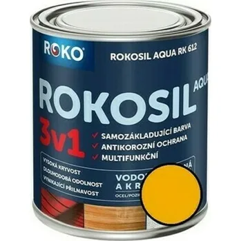 barva na kov ROKOSPOL Barva samozákladující Rokosil Aqua 3v1 RK 612 6200 žlutá světlá 0,6 l