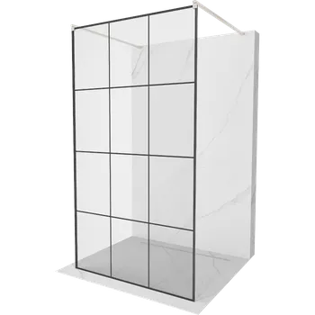 Mexen Kioto samostatně stojící sprchová stěna 120 x 200 cm, černá mřížka 8 mm, kartáčovaný nikl - 800-120-002-97-77 Sprchové stěny