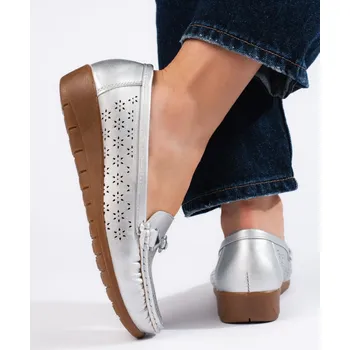 Dámské mokasíny Stříbrné dámské mokasíny