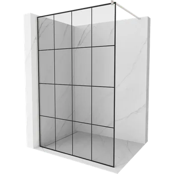 Mexen Kioto sprchová stěna Walk-in 160 x 200 cm, černá mřížka 8 mm, kartáčovaný nikl - 800-160-101-97-77 Sprchové stěny