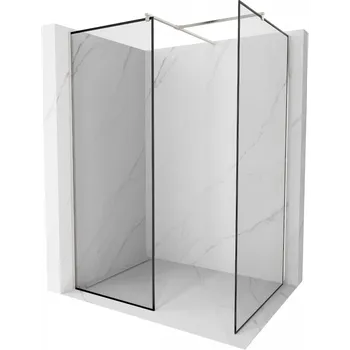 Mexen Kioto sprchová stěna Walk-in 90 x 70 cm, černý rám, kartáčovaný nikl - 800-090-202-97-70-070 Sprchové stěny