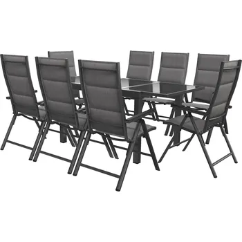 Zahradní nábytek LIVARNO home Sada hliníkového zahradního nábytku s rozkládacím stolem a polstrovanými křesly Premium Toronto, 9dílná, antracitová