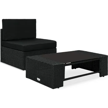 Zahradní pohovka 2dílná zahradní sedací souprava polyratan černá Černý49502