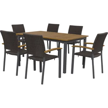 Zahradní nábytek LIVARNO home Sada hliníkového zahradního nábytku s židlemi Valencia, 7dílná, hnědá