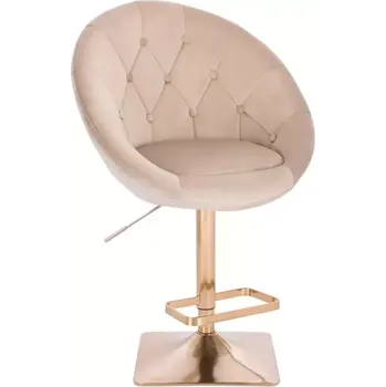 Barová židle LuxuryForm DESIGN Barová židle VERA VELUR na zlaté hranaté podstavě - latte