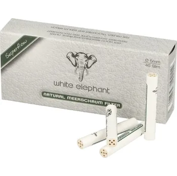 Čistič dýmky Filtry do dýmky White Elephant Meerschaum 6 mm, meršánové, 45 ks (640040)