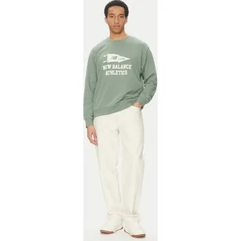 Dámské oblečení New Balance Mikina MT51929DKJ Zelená Relaxed Fit M