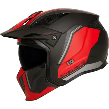 Helma na motorku MT Helmets Otevřená přilba s maskou MT Streetfighter SV S TWIN C5 černo-červená s iridiovou clonou