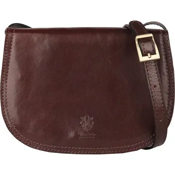 Kabelka Tmavěhnědá středně velká kožená crossbody kabelka no. 49