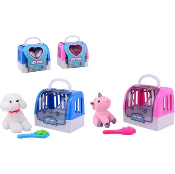 Figurka Plyšový pejsek-jednorožec v přepravce