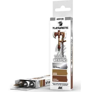 Barva ve spreji AK Interactive AK PLAYMARKERS SET AKM108 TOOLS & WEAPONS 3 ks akrylových markerů