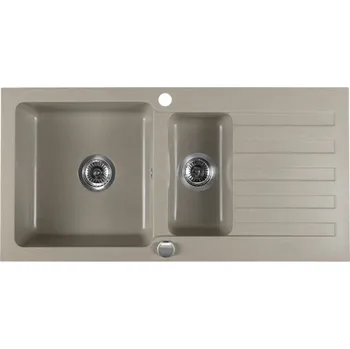 Granitový dřez Dřez granitový s odkapem a vaničkou Sapho GR1332-960×480 mm béžový