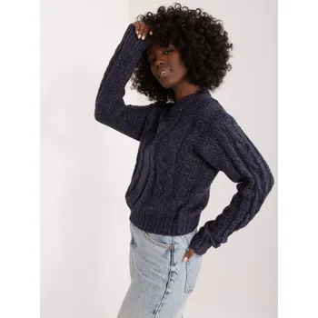 Dámský svetr Stylový grafitový svetr s dlouhým rukávem TW-