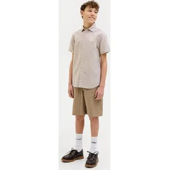 Pánské kraťasy Jack & Jones Junior Šortky z materiálu Tony 12268938 Hnědá Relaxed Fit 146