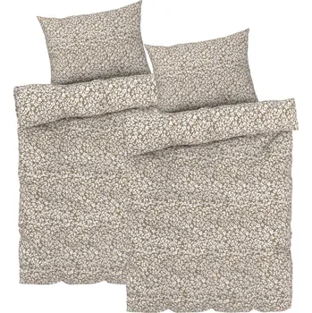 Povlečení LIVARNO home Sada saténového ložního povlečení, 140 x 200 cm, 70 x 90 cm, vzor/hnědá/bílá, 2dílná