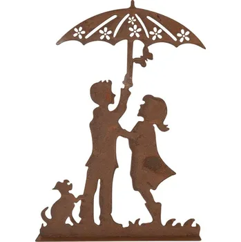 Bytová dekorace Rezavá dekorace děti s pejskem Brocante rust - 21*5*31 cm