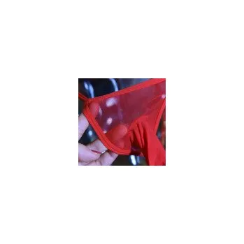 Pánské erotické prádlo Fetish pánská transparentní tanga One Size AL-6011 Barva Červená Fetish zboží B provedení s otevřeným chobotem bdsm-bondage-shop 08595729781511 8595729781511
