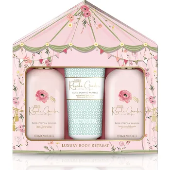 Kosmetická sada Baylis & Harding Royale Garden - sada tělové péče, 3 ks romantický dárkový set s květinovým motivem a vůní růže, vlčího máku a vanilky