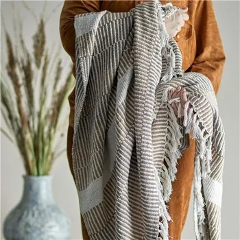 Bytový textil Přehoz z recyklované bavlny hnědobéžový