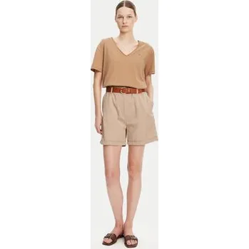Dámské kraťasy Tommy Hilfiger Šortky z materiálu WW0WW44762 Béžová Regular Fit 44