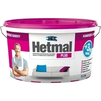 barva na zeď Malba interiérová HET Hetmal Plus bílá 15+3 kg