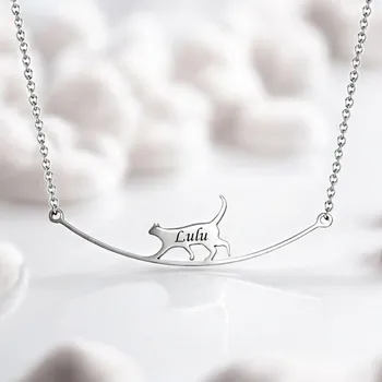 Přívěsek Přívěsek s řetízkem z chirurgické oceli Moon Cat