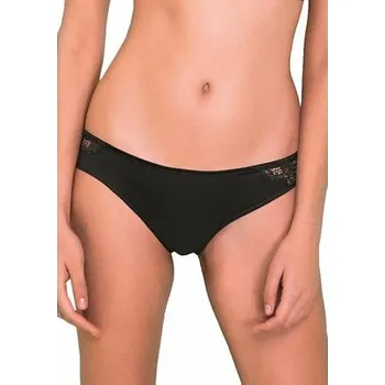 Kalhotky Svůdné krajkové kalhotky Lormar Satén černé velikost XL-46/48