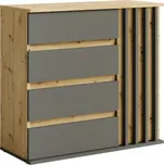 Komoda DERIS 1D4S, grafit/dub artisan - SLEVA 3% s kodem radost25